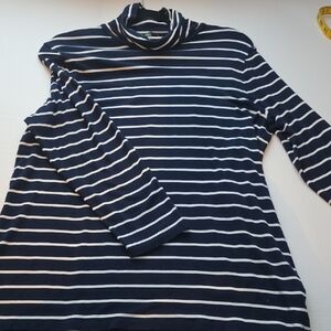 Ralph Lauren Navy and White Striped Turtleneck Sweater Size XL